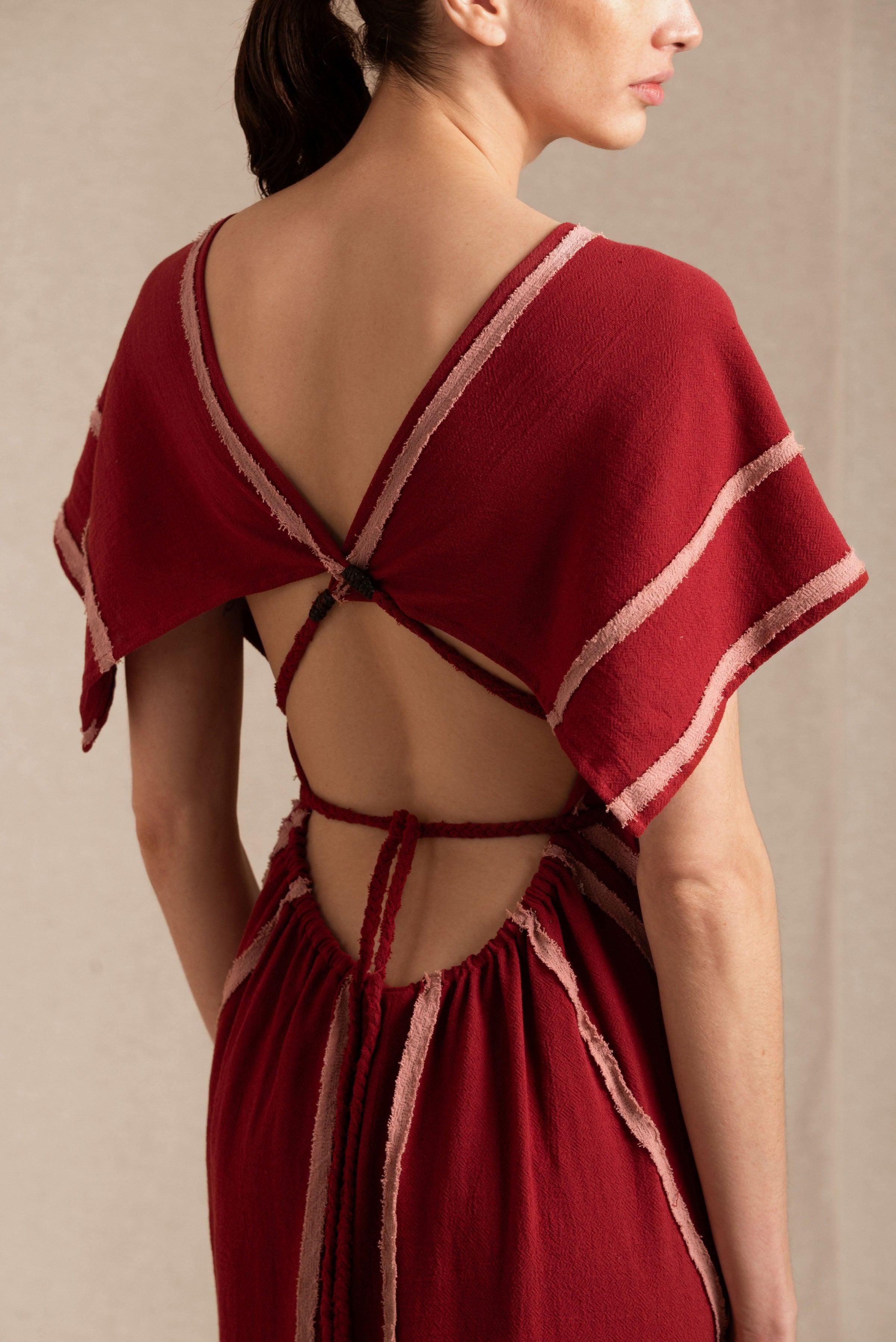 Bayat Dress Artisanal Cotton - Cherry / Desert Rose