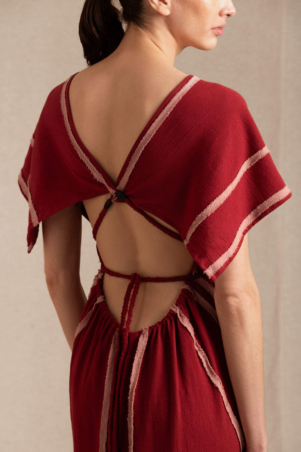 Bayat Dress Artisanal Cotton - Cherry / Desert Rose