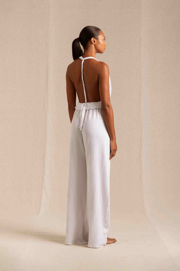 Bihan Jumpsuit Artisanal Cotton - White
