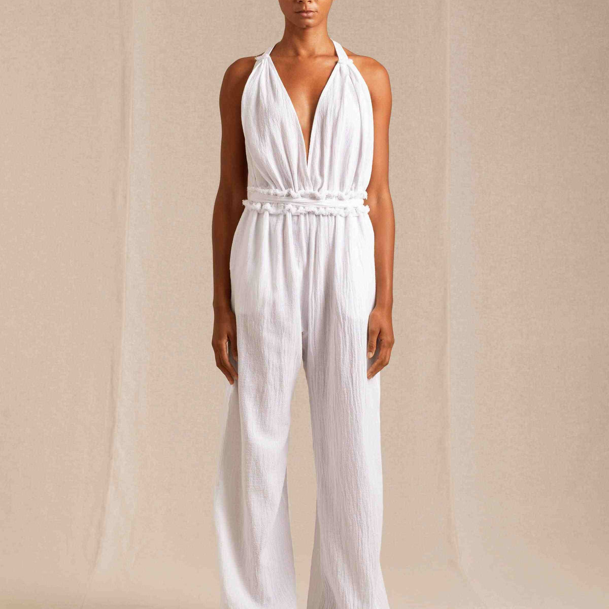 Caravana Womens Artisanal Cotton Long Jumpsuit with Elasticated 