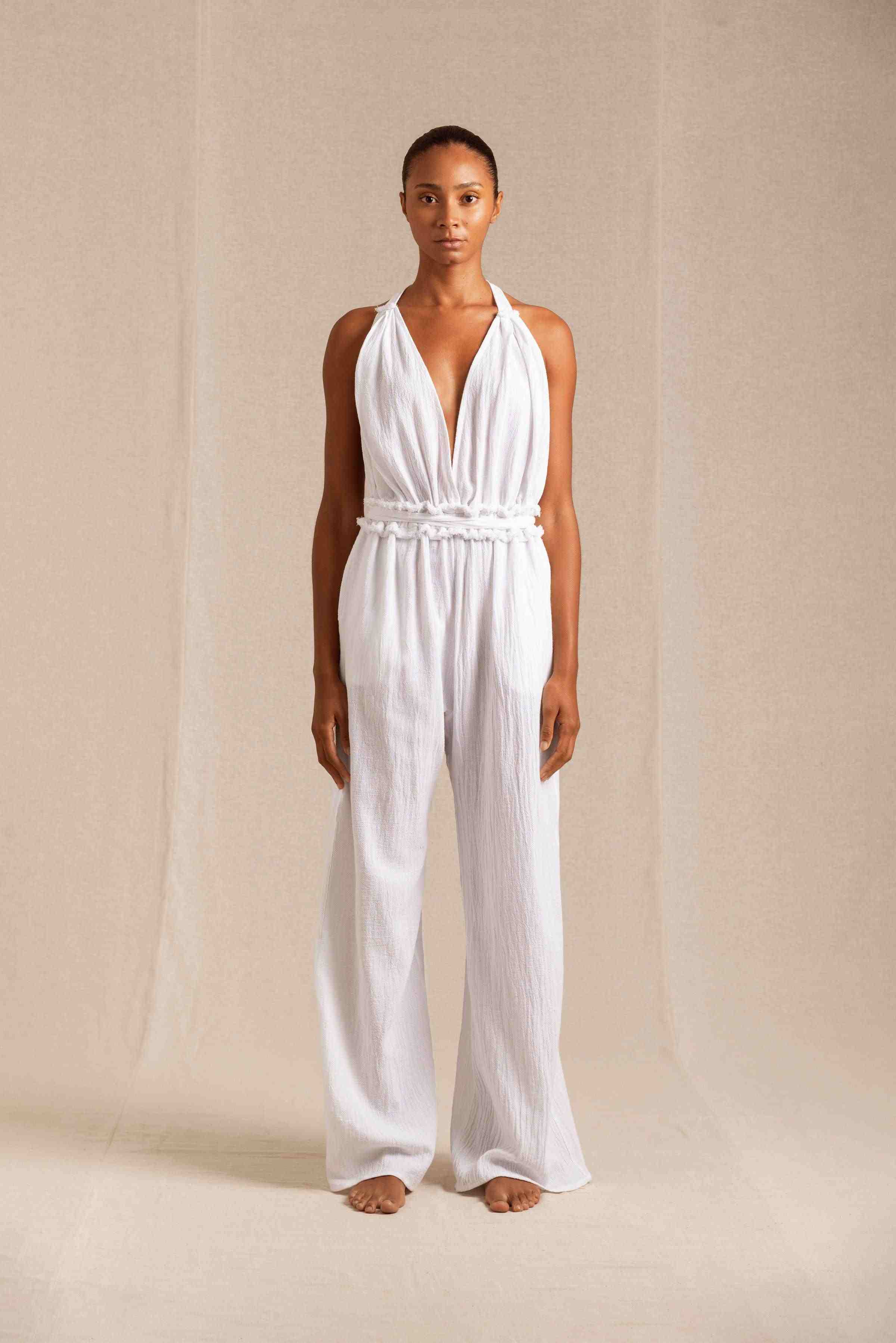 Bihan Jumpsuit Artisanal Cotton - White