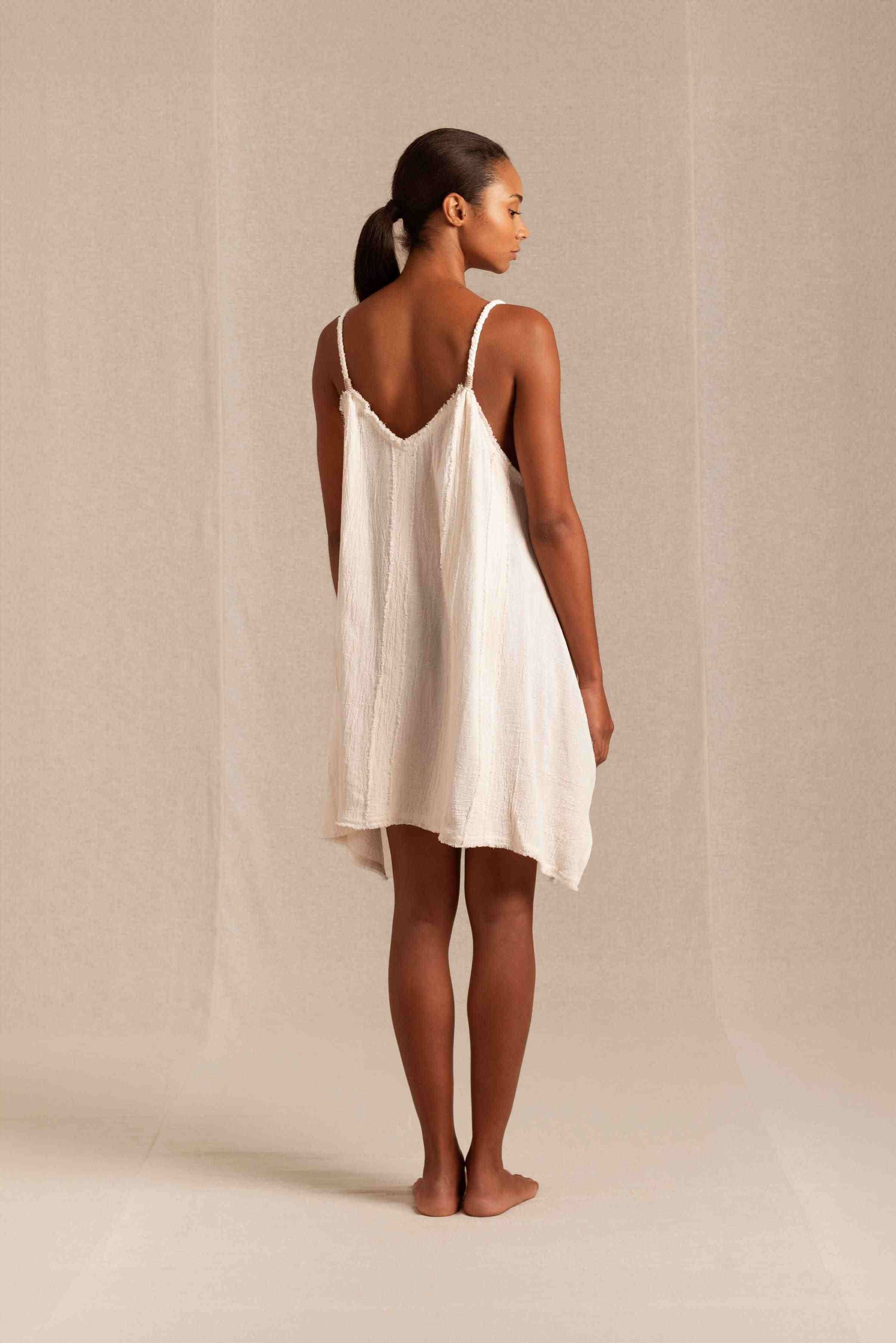 Chi Mini Dress Artisanal Cotton - Natural