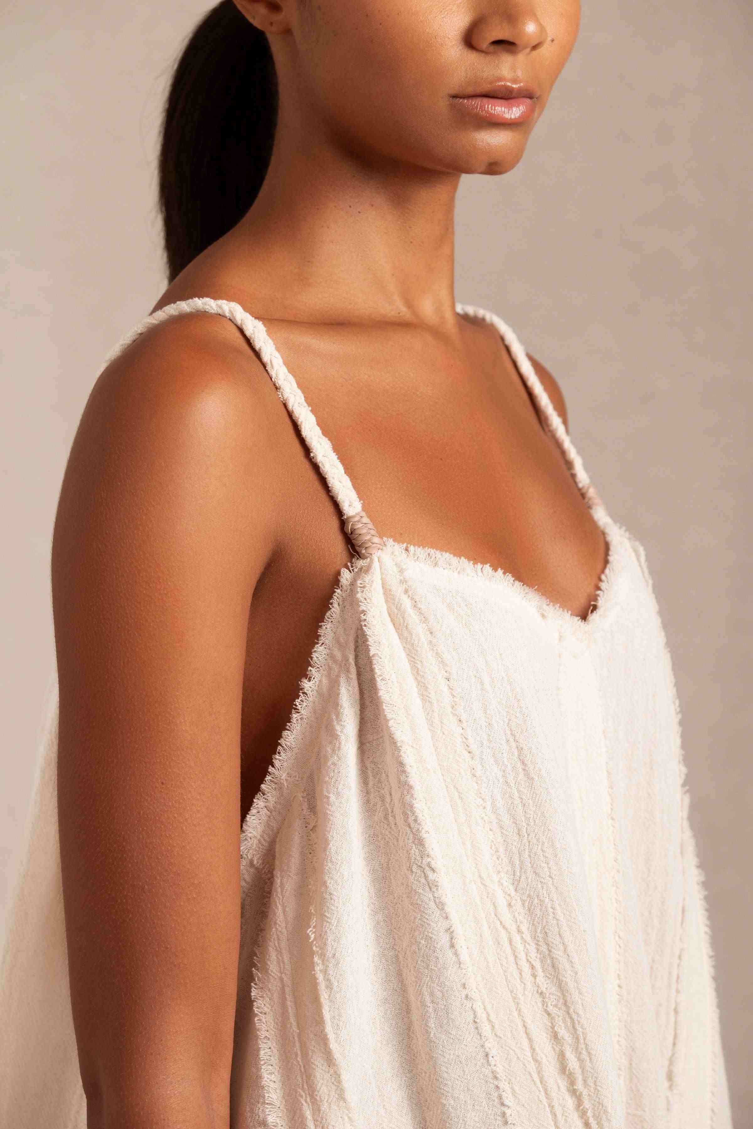 Chi Mini Dress Artisanal Cotton - Natural