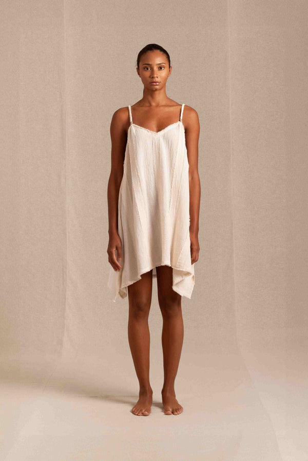 Chi Mini Dress Artisanal Cotton - Natural
