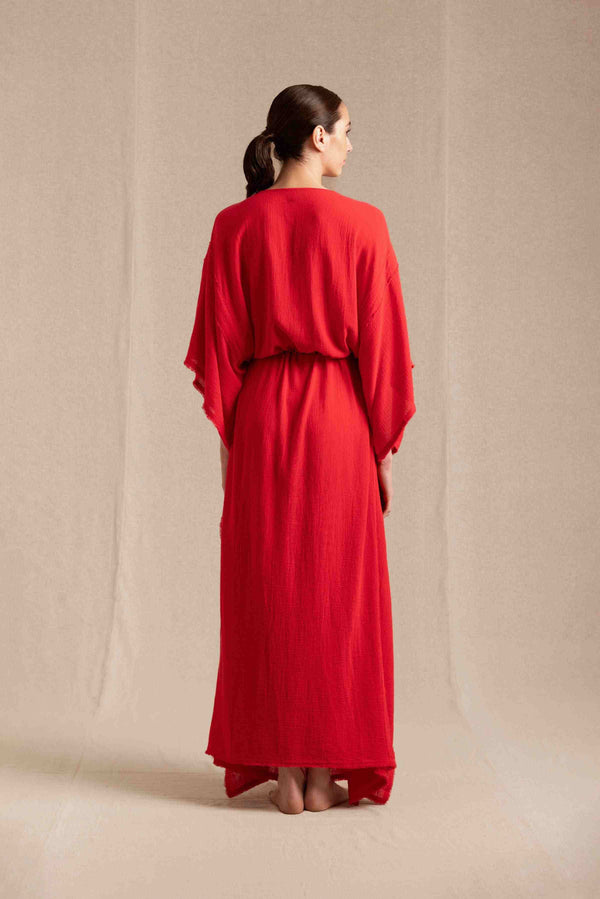 Chumuk Kaftan Cotton Gauze - Scarlet