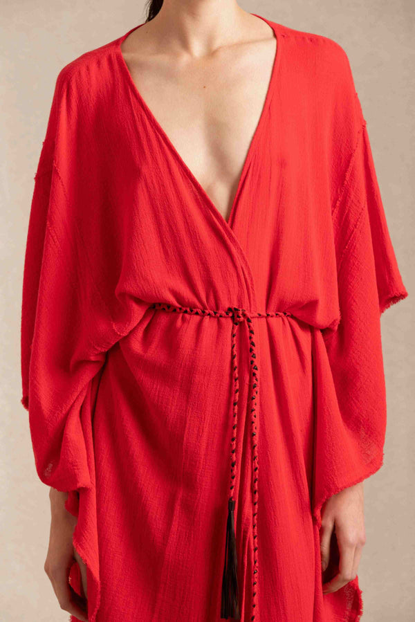 Chumuk Kaftan Cotton Gauze - Scarlet