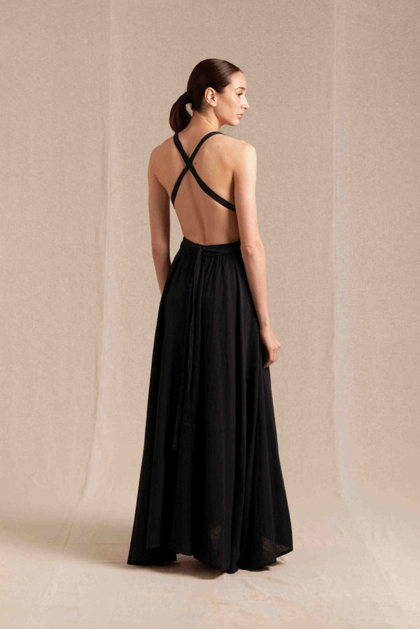 Hera Dress Artisanal Cotton - Black