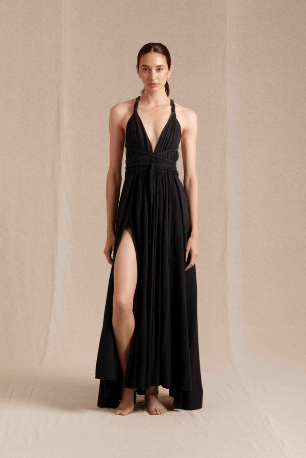 Hera Dress Artisanal Cotton - Black