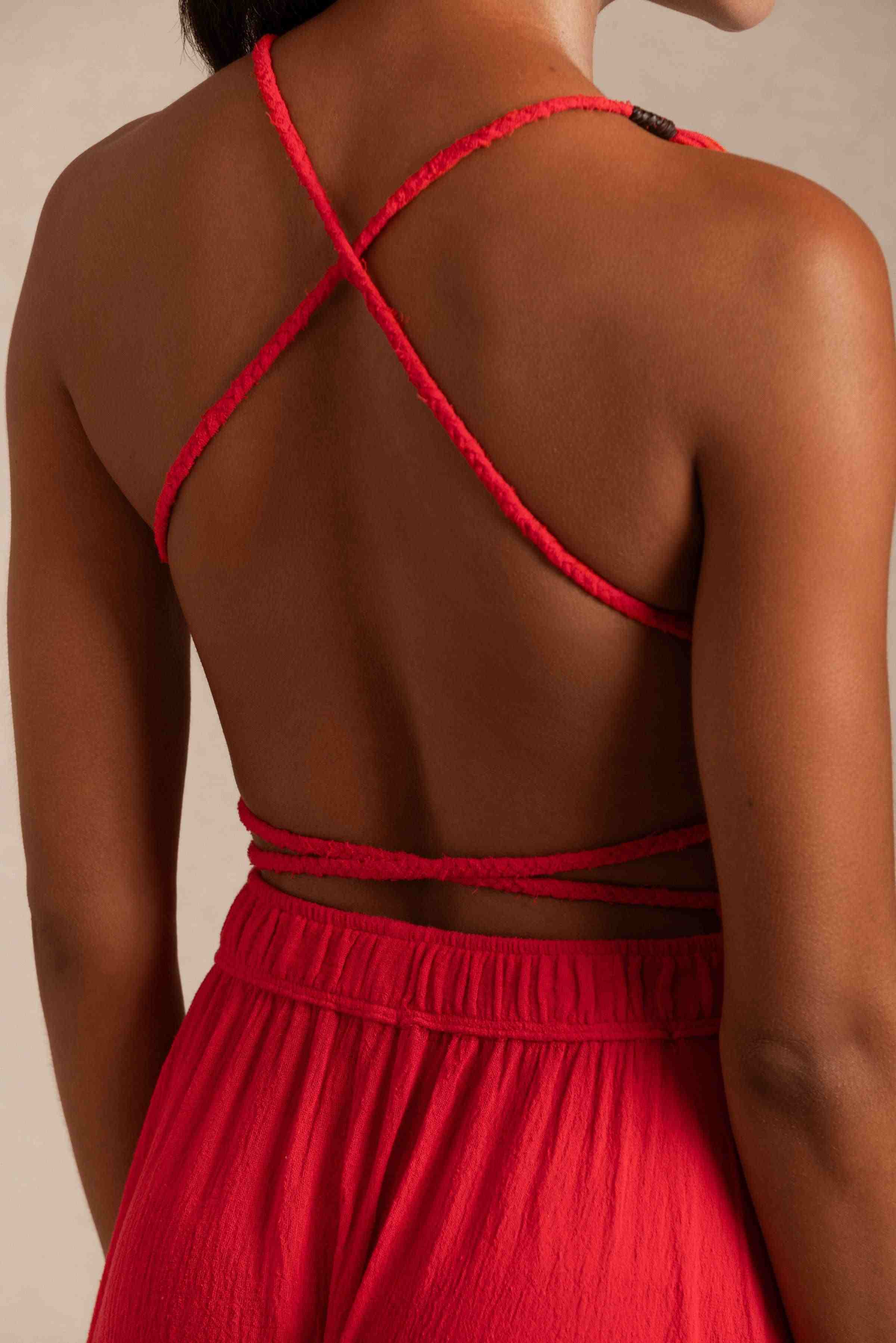 Hera Dress Cotton Gauze - Scarlet