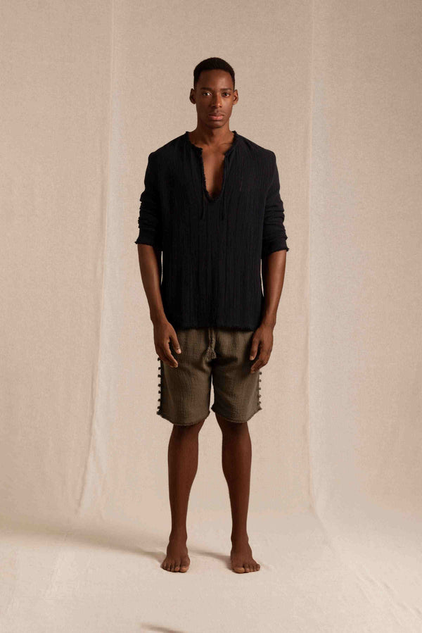 Hubiku Shirt Cotton Jute - Black