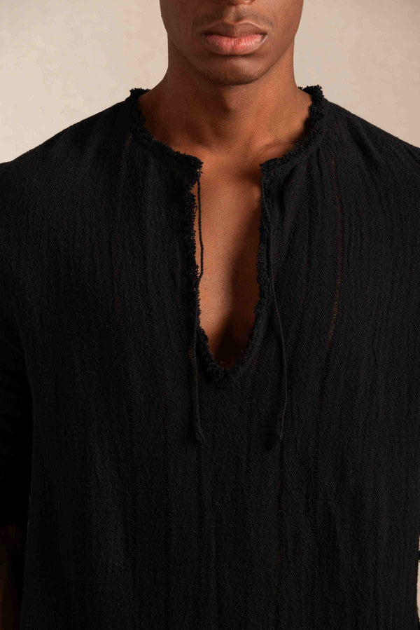 Hubiku Shirt Cotton Jute - Black