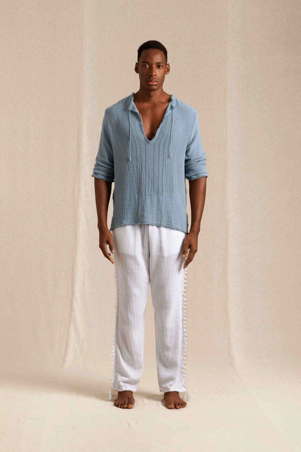 Hubiku Shirt Cotton Jute - Blue Heaven