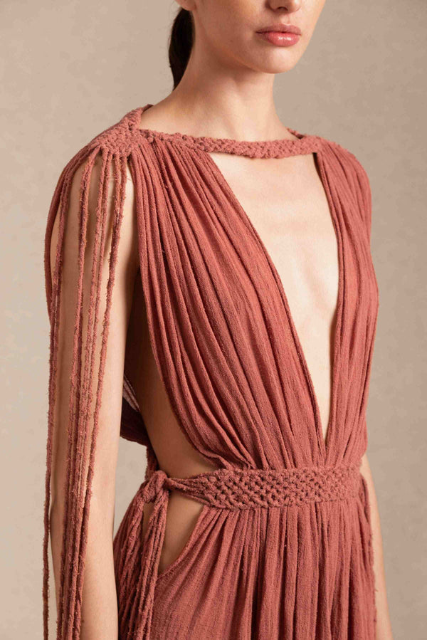 Jochol Dress Fine Cotton Gauze - Desert Rose