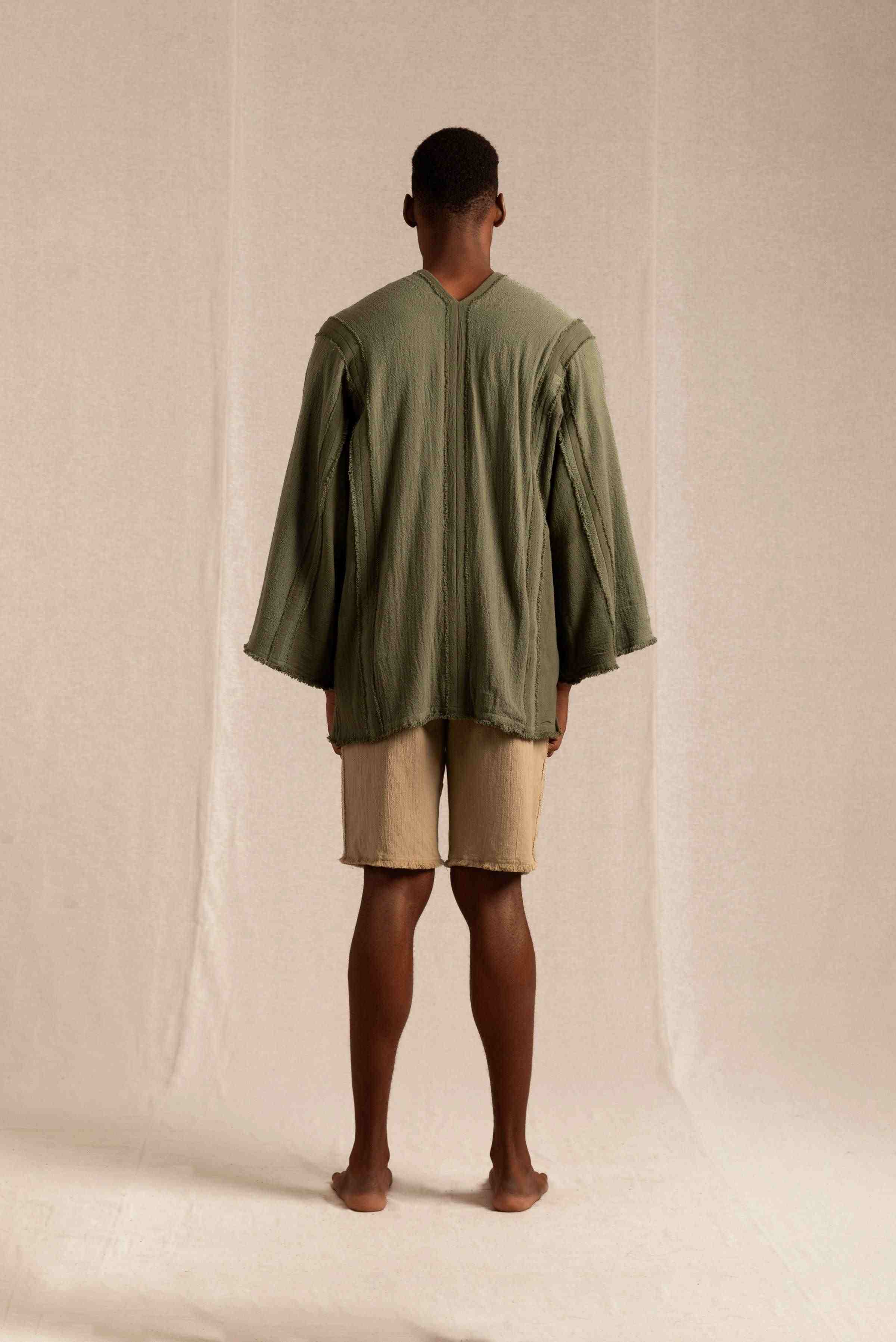 Kantun Vest Cotton Jute - Olive