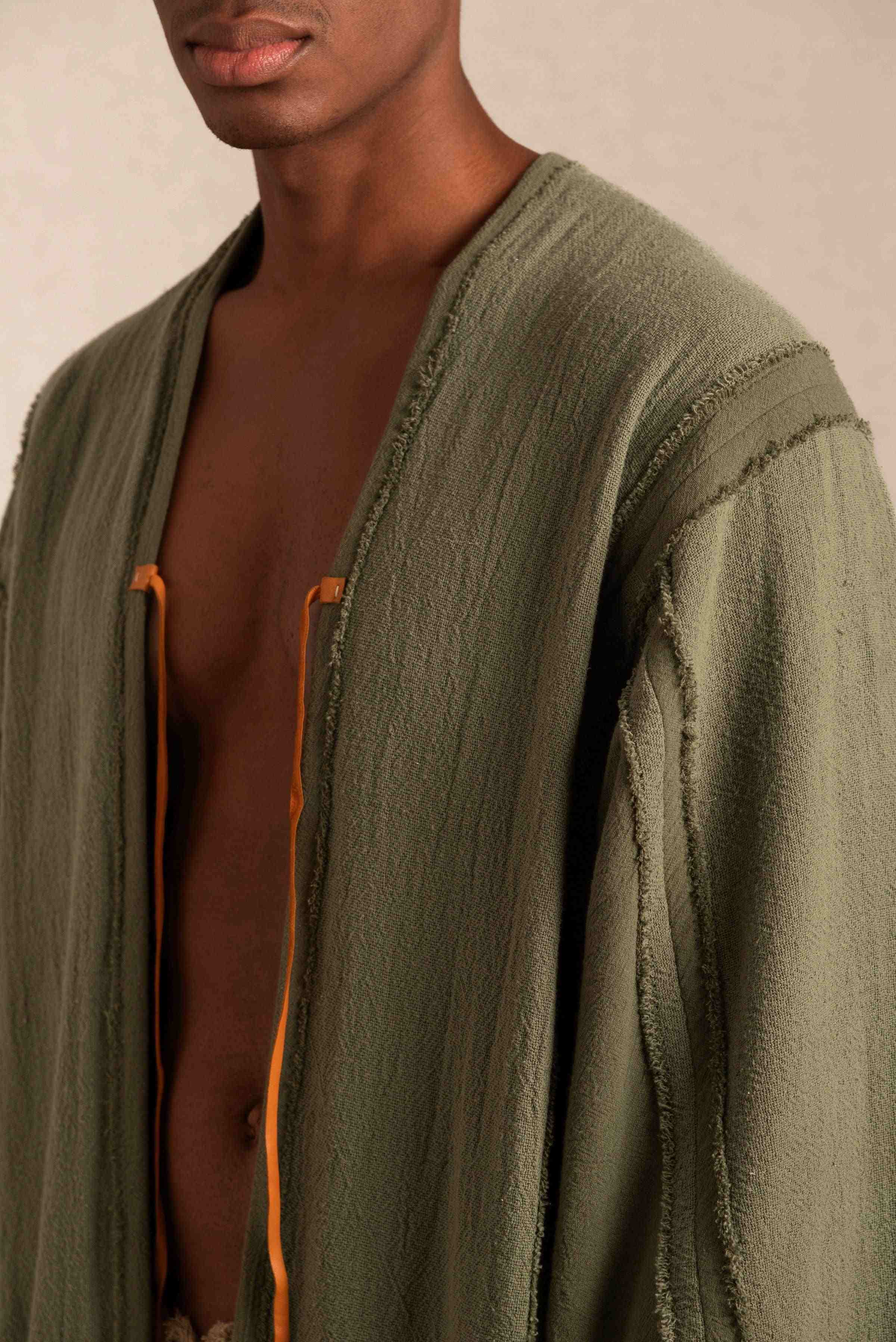Kantun Vest Cotton Jute - Olive