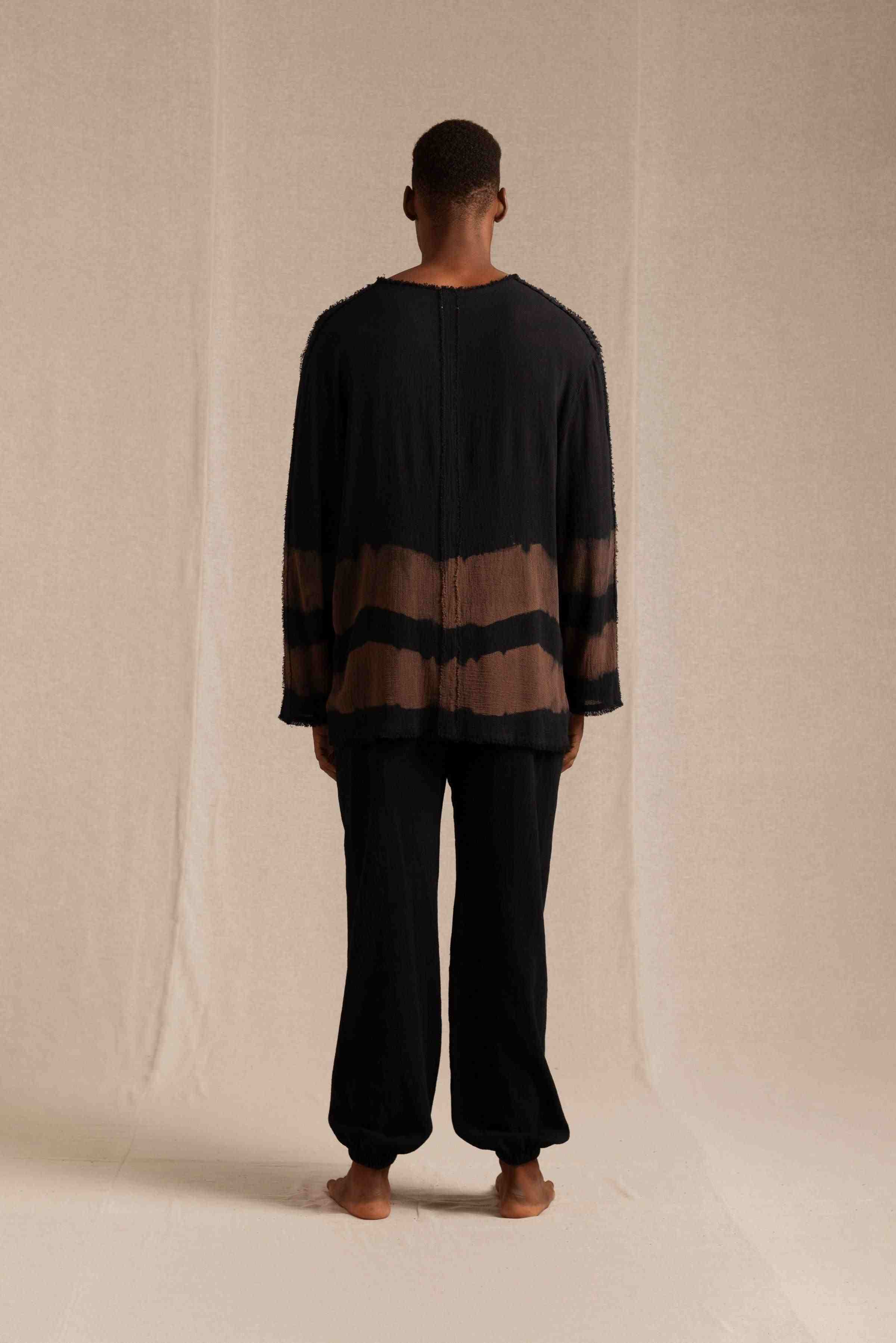 Kaxil Shirt Cotton Gauze - Black Tie Dye