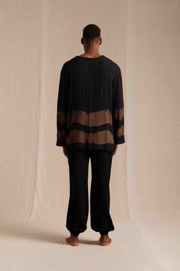 Kaxil Shirt Cotton Gauze - Black Tie Dye