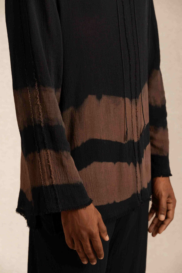 Kaxil Shirt Cotton Gauze - Black Tie Dye