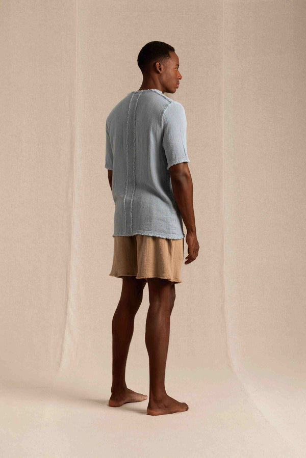 Kimon Shirt Cotton Jute - Blue Heaven