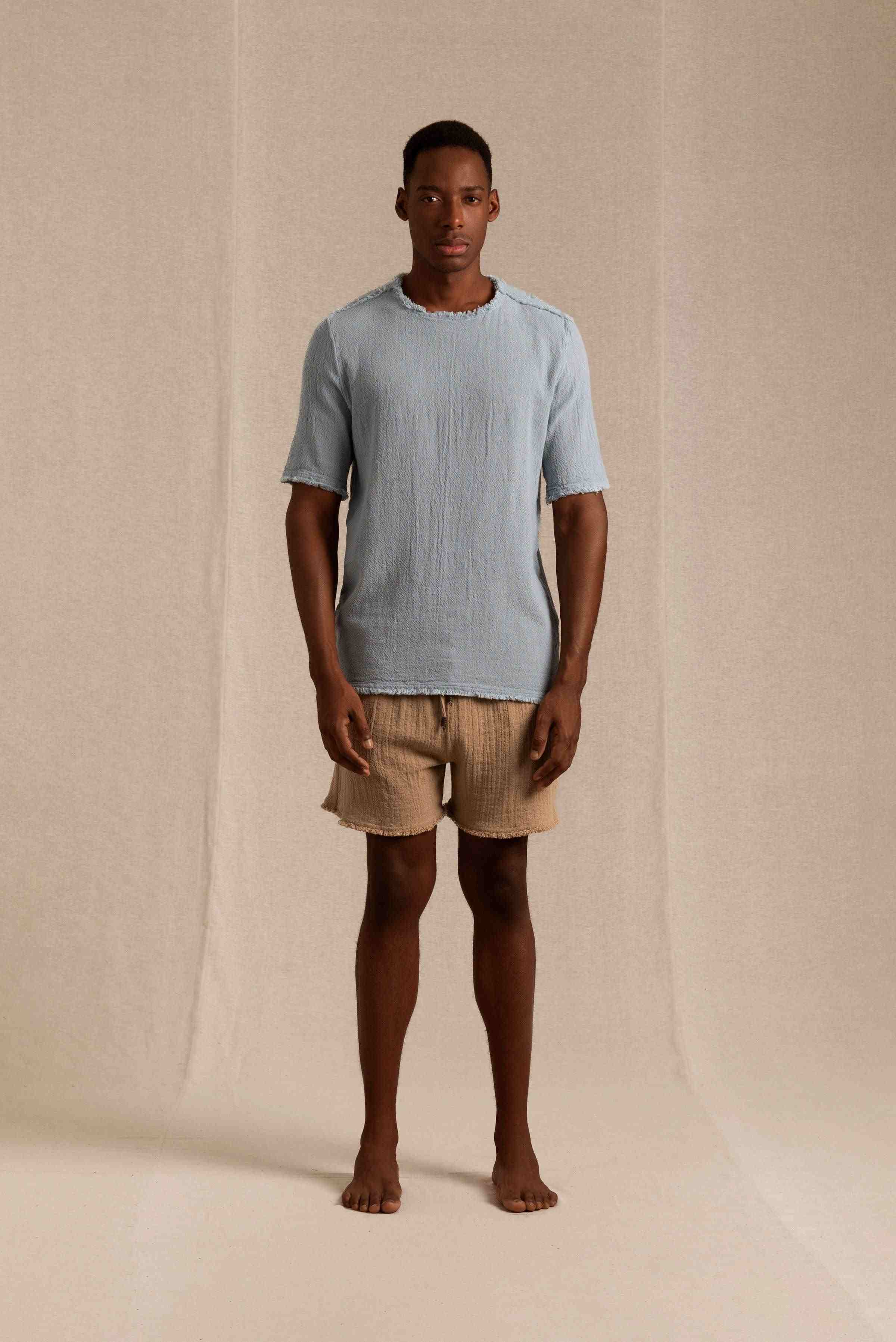 Kimon Shirt Cotton Jute - Blue Heaven