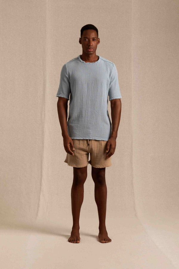 Kimon Shirt Cotton Jute - Blue Heaven