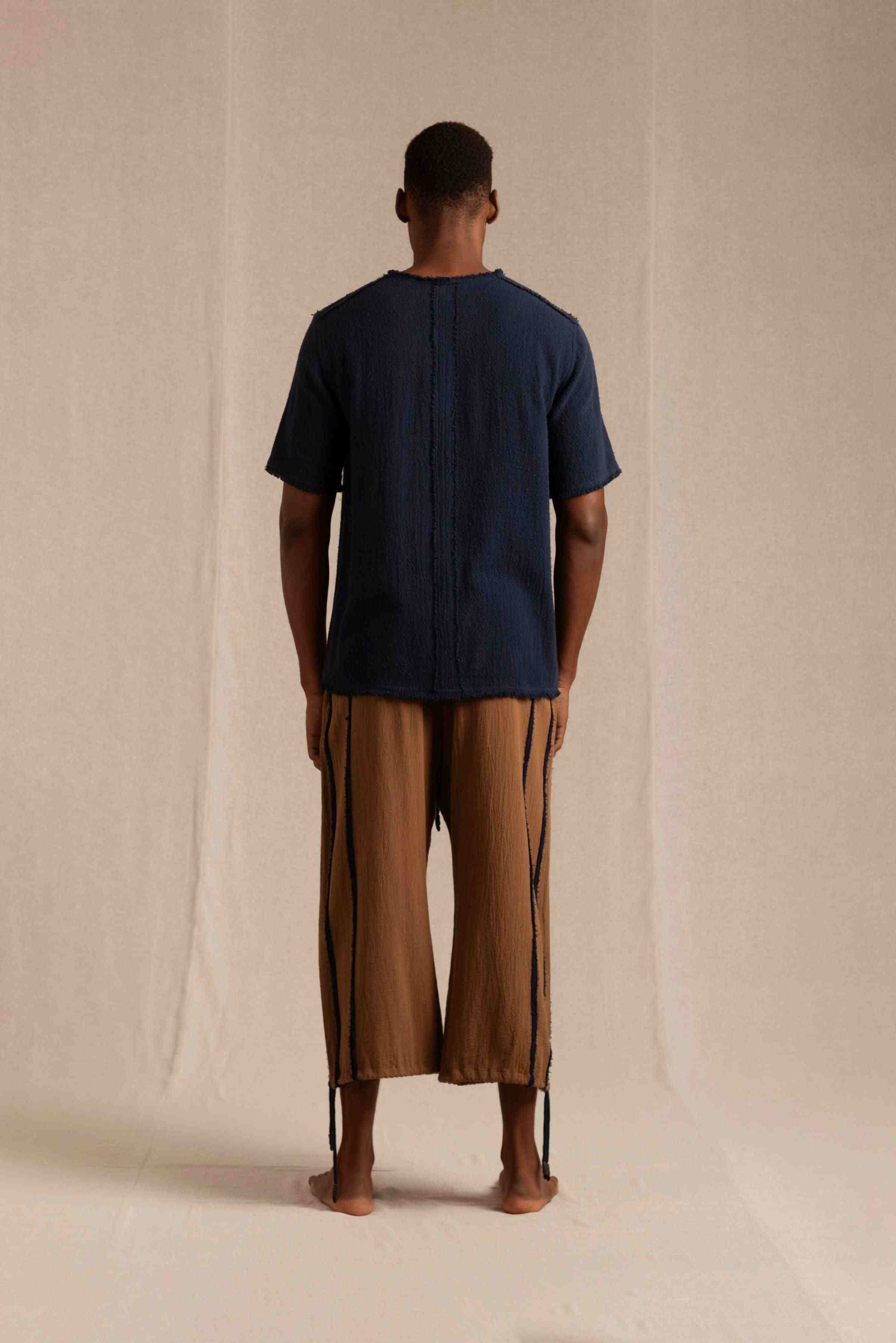 Kimon Shirt Cotton Jute - Navy Blue