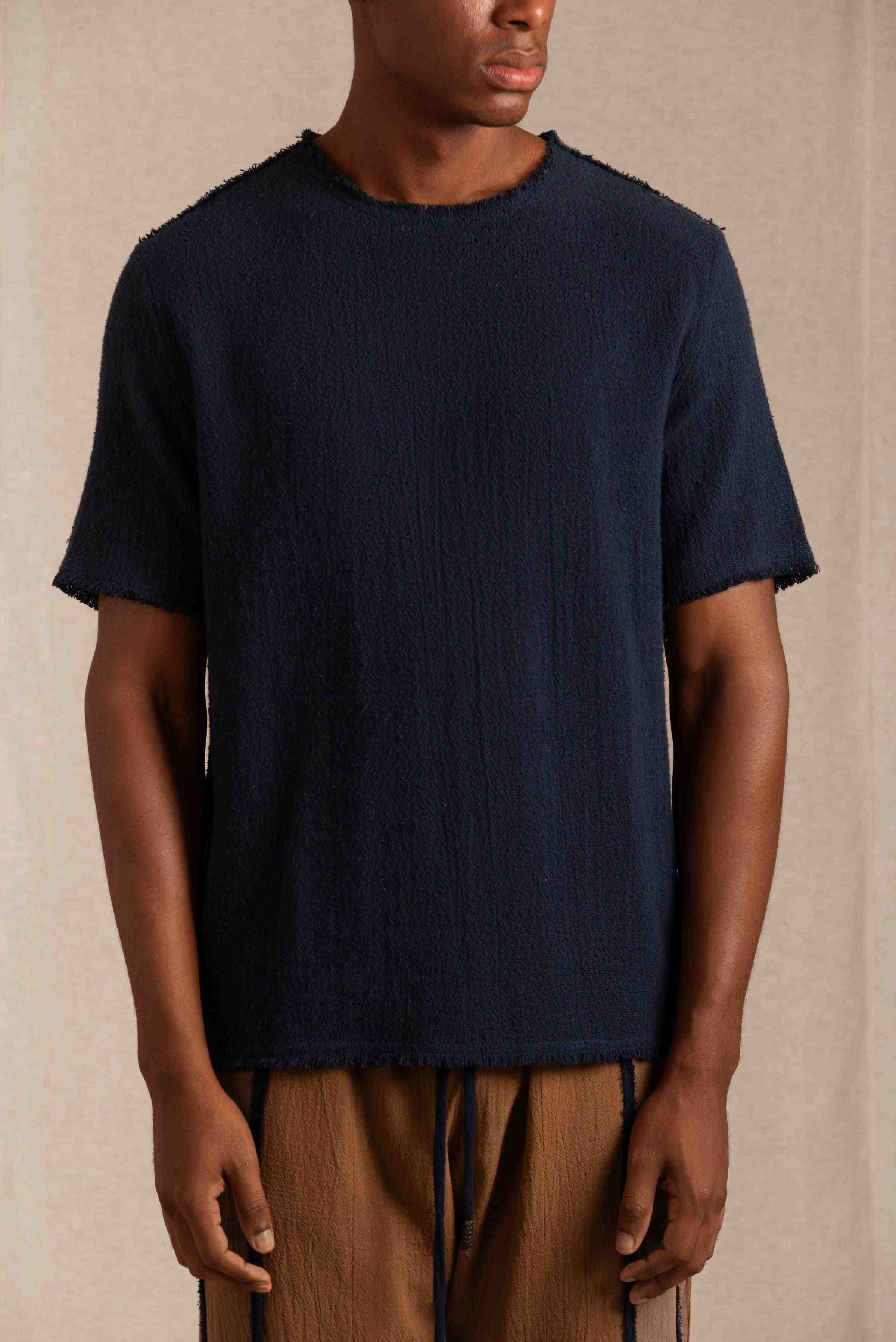 Kimon Shirt Cotton Jute - Navy Blue