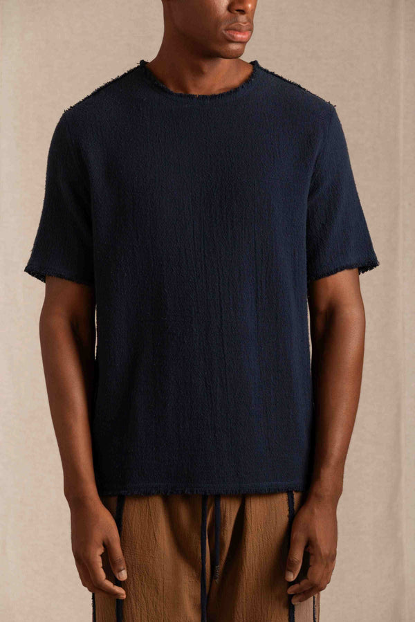 Kimon Shirt Cotton Jute - Navy Blue