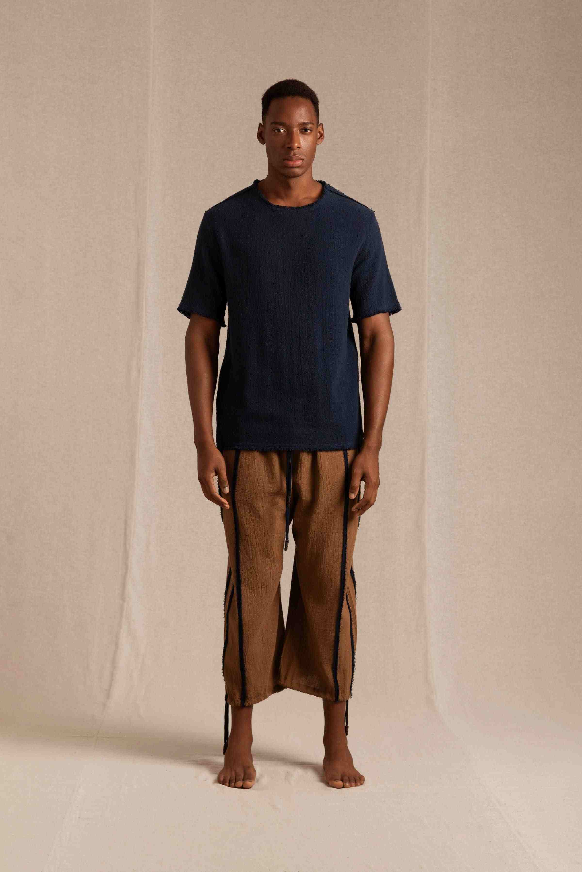 Kimon Shirt Cotton Jute - Navy Blue