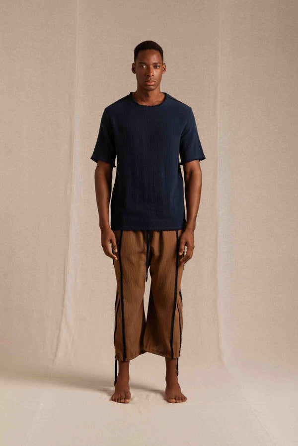 Kimon Shirt Cotton Jute - Navy Blue