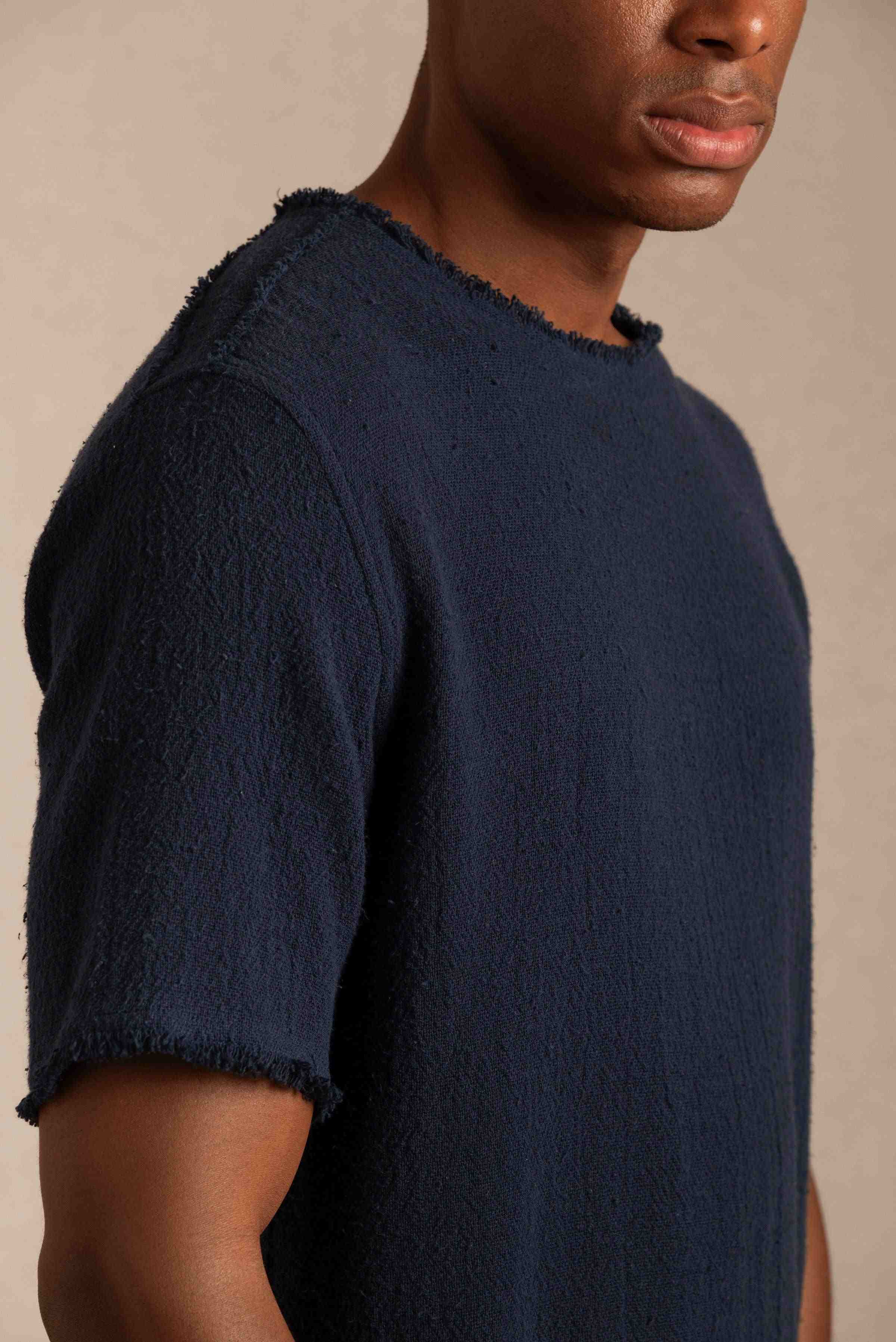 Kimon Shirt Cotton Jute - Navy Blue