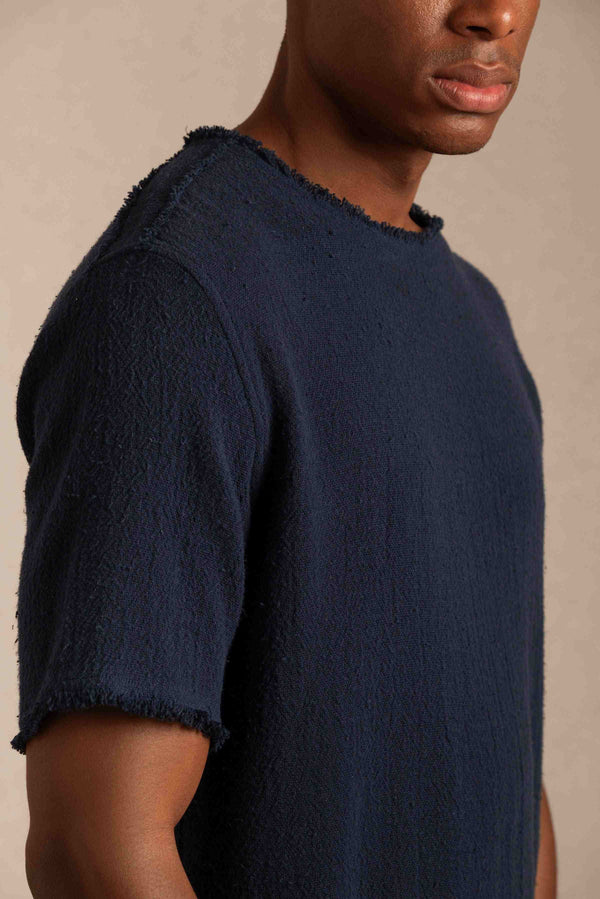Kimon Shirt Cotton Jute - Navy Blue