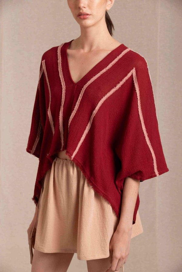 Kisi Top Cotton Gauze - Cherry / Desert Rose