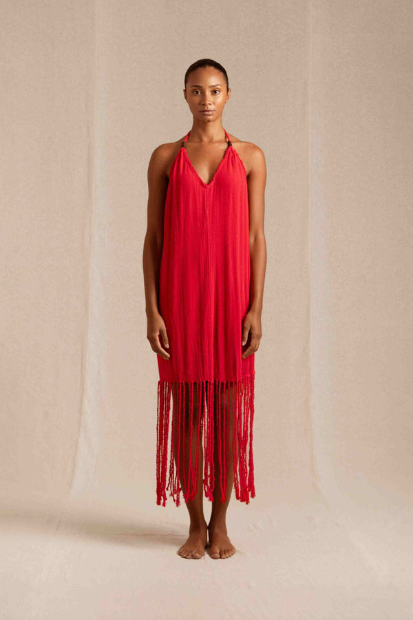 Lagab Dress Fine Cotton Gauze - Scarlet