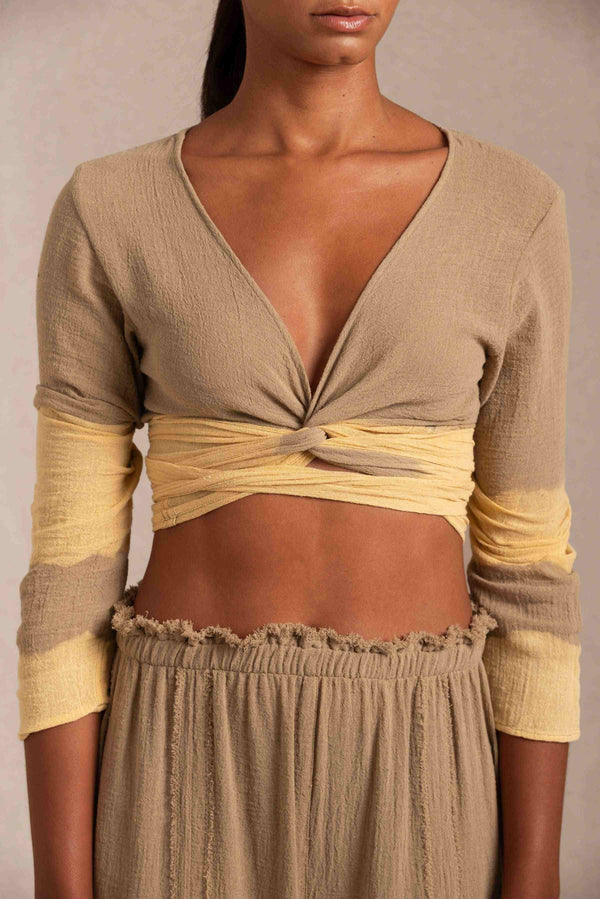 Lahun Top Cotton Gauze - Sepia Tie Dye