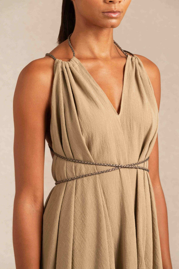 Mahahual Mini Dress Artisanal Cotton - Sepia