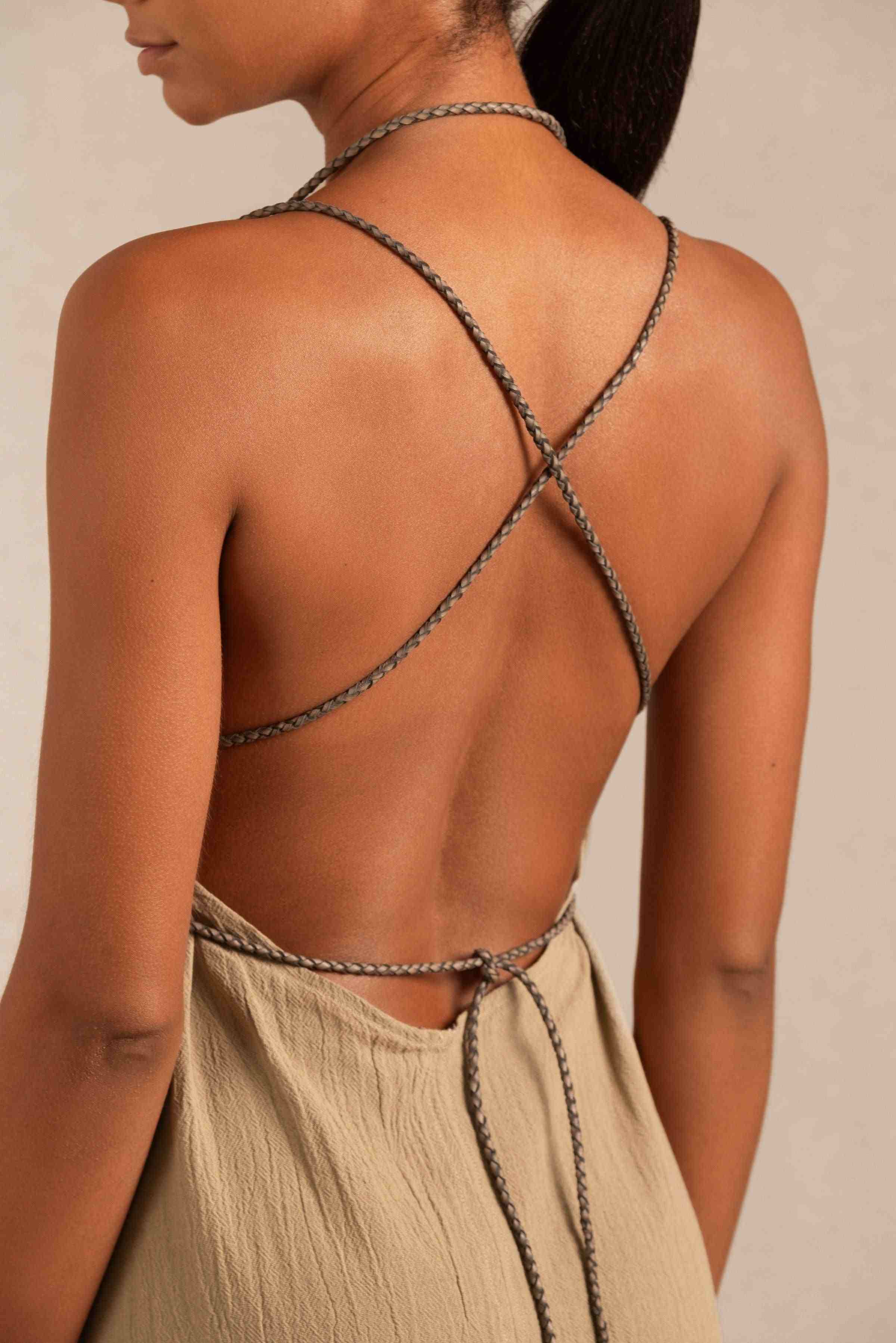 Mahahual Mini Dress Artisanal Cotton - Sepia