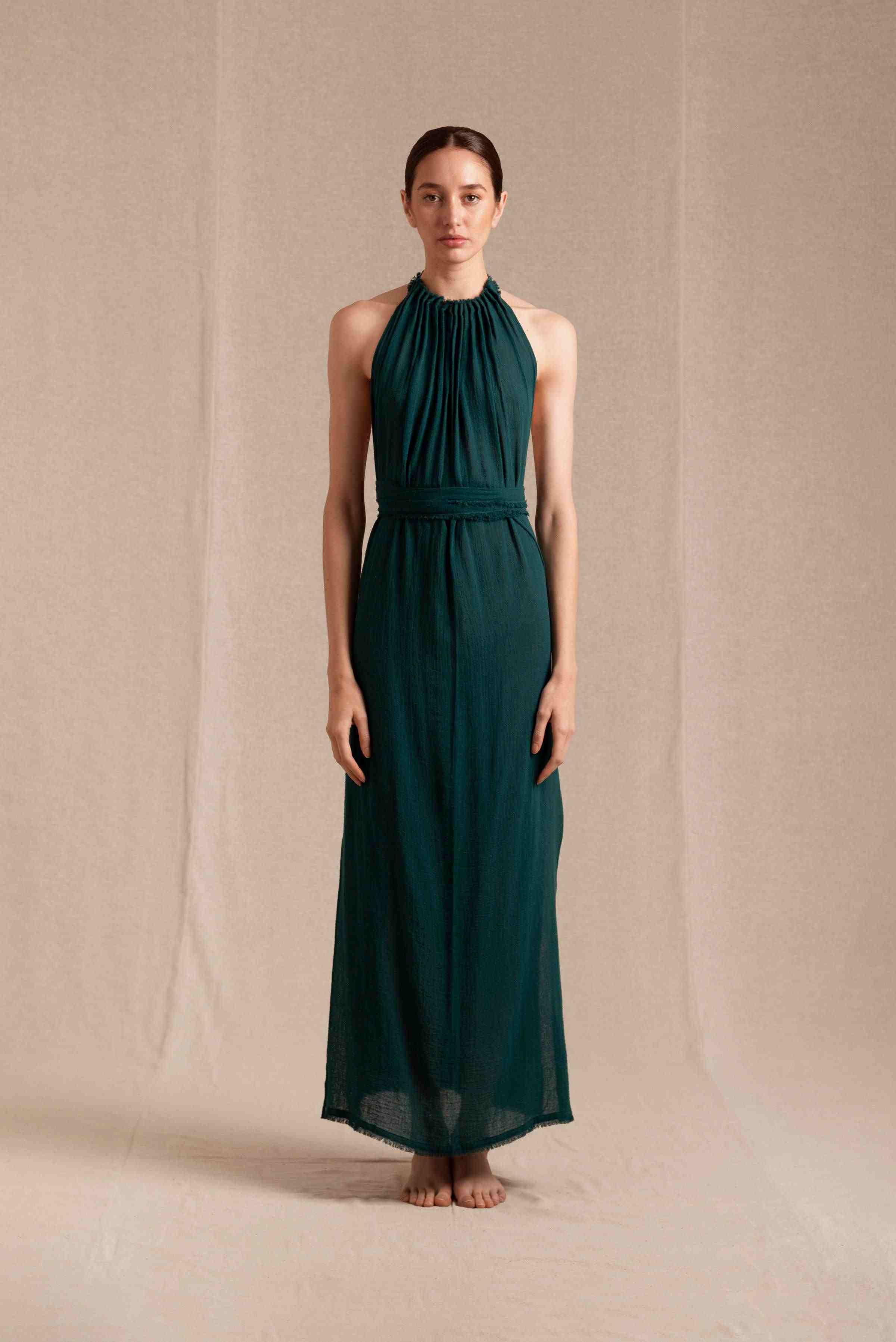 Malki Dress Cotton Gauze - Alpine Green