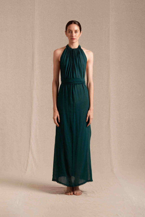 Malki Dress Cotton Gauze - Alpine Green