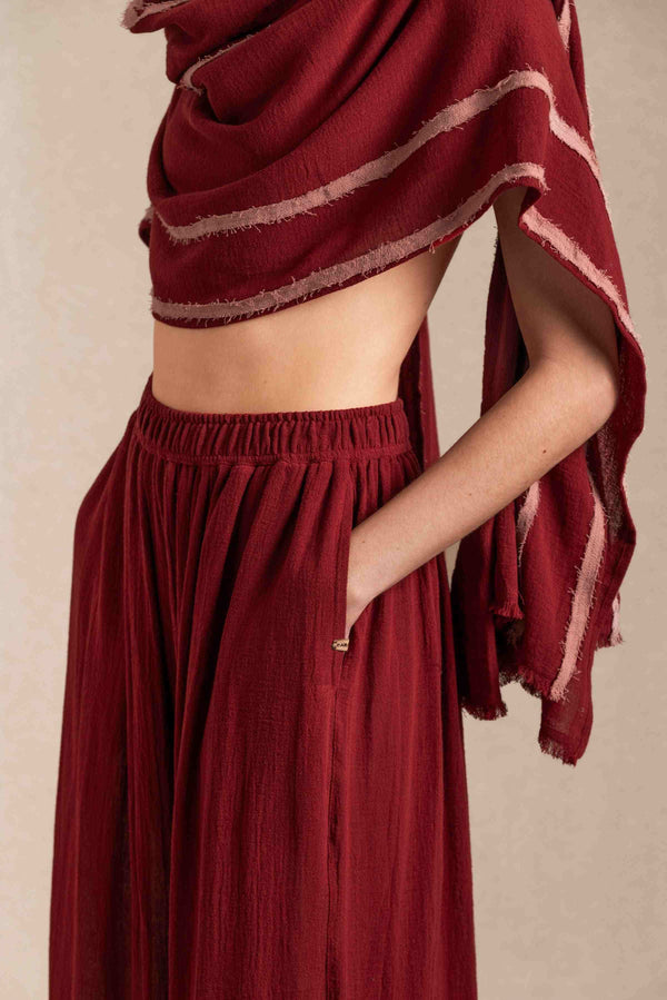Nuxini Pants Cotton Gauze - Cherry