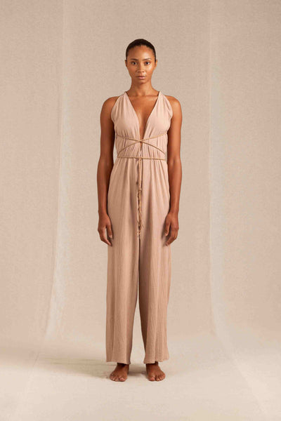 UNUSED WOOL×SILK JUMPSUIT 2 ラセットブラウン UNUSED WOOL×SILK JUMPSUIT 2 ラセットブラウン