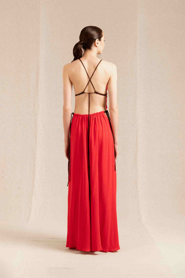 Pomolche Dress Cotton Gauze - Scarlet