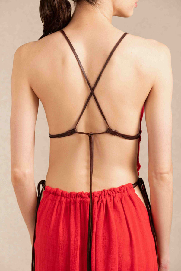 Pomolche Dress Cotton Gauze - Scarlet