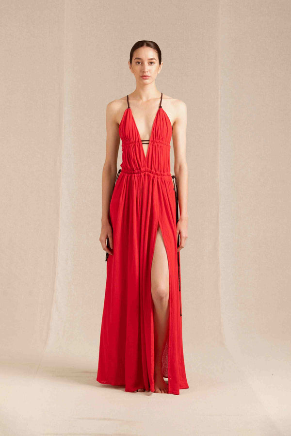 Pomolche Dress Cotton Gauze - Scarlet