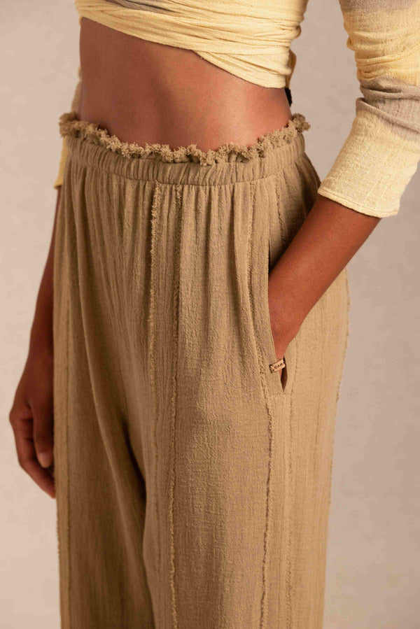 Sibinche Pants Cotton Gauze - Sepia Tie Dye