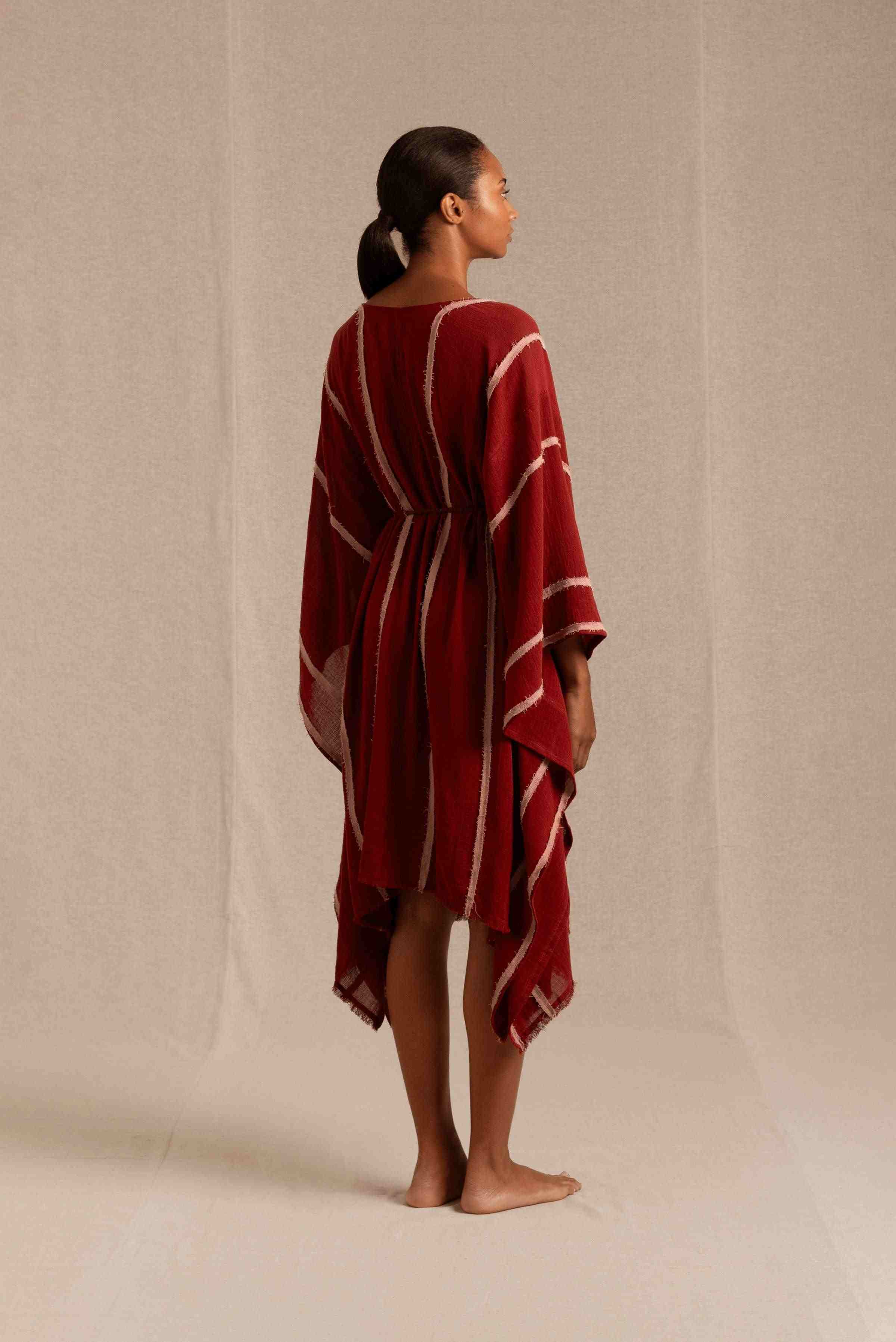 Suksu Kaftan Cotton Gauze - Cherry / Desert Rose
