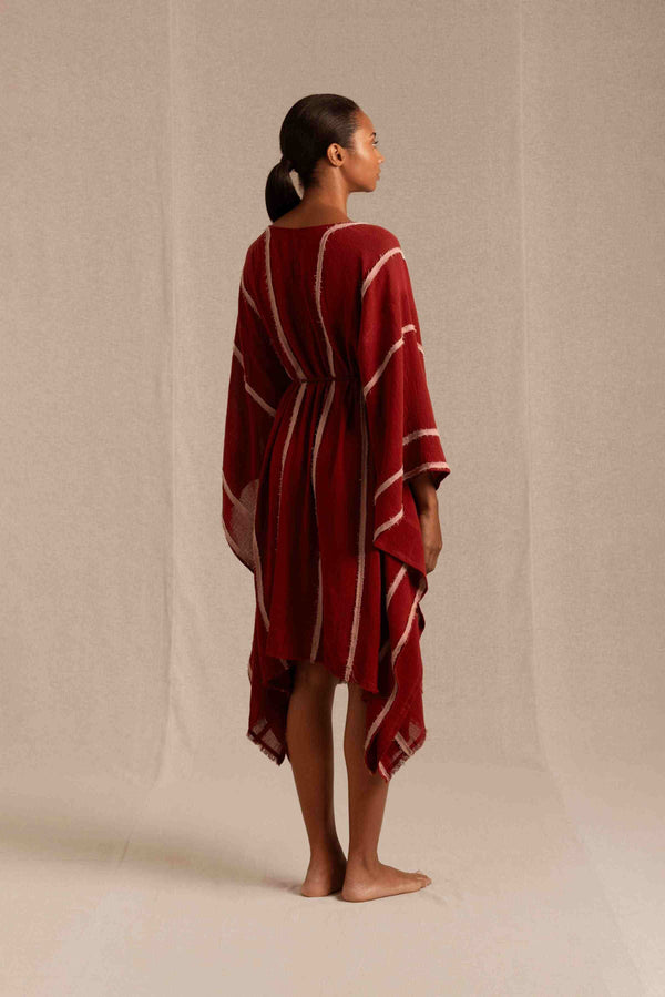 Suksu Kaftan Cotton Gauze - Cherry / Desert Rose
