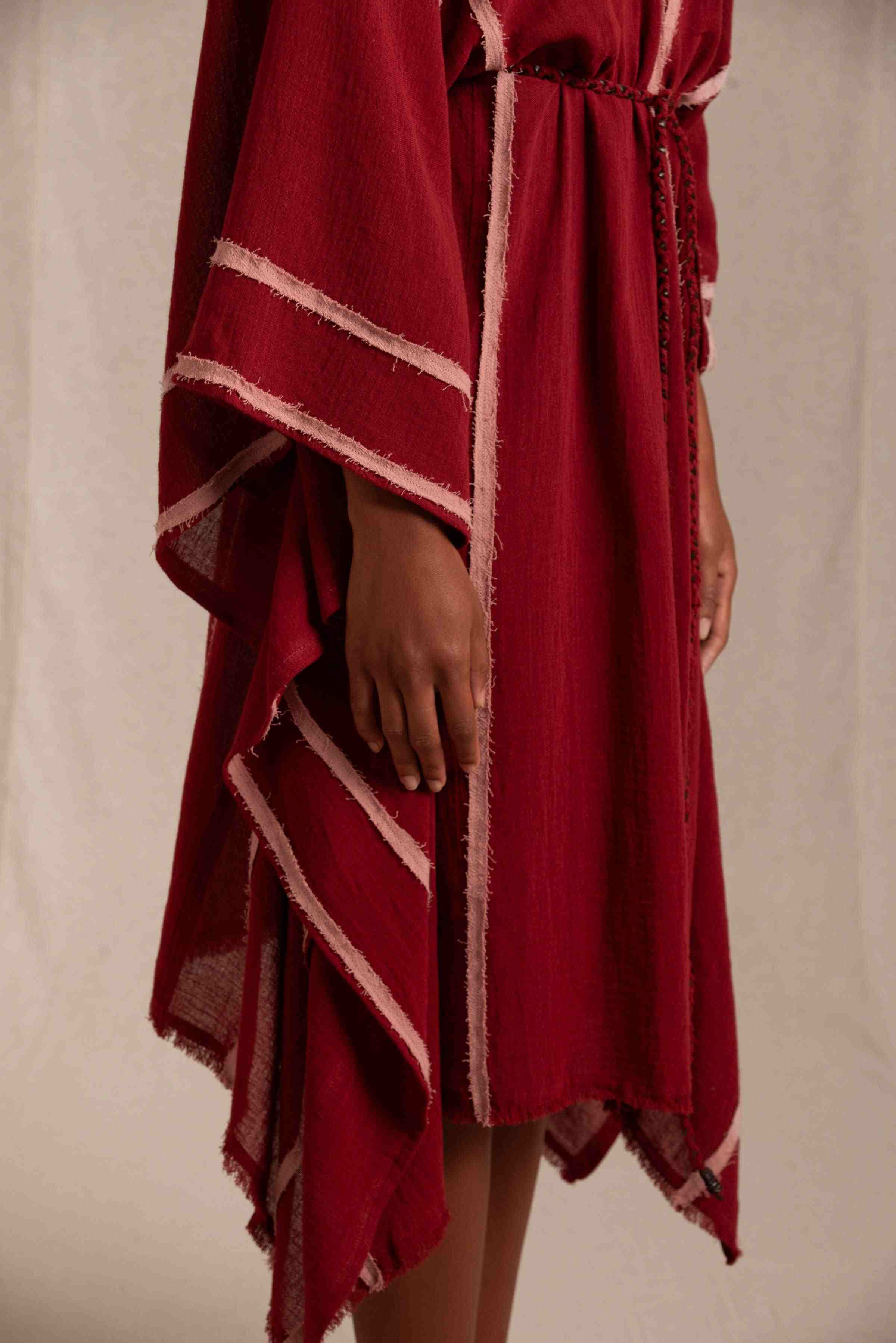 Suksu Kaftan Cotton Gauze - Cherry / Desert Rose