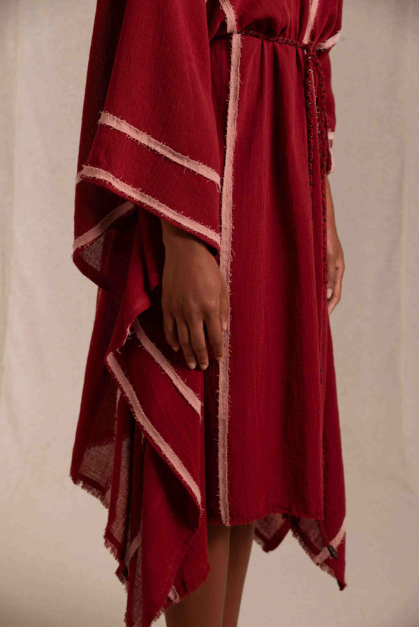Suksu Kaftan Cotton Gauze - Cherry / Desert Rose