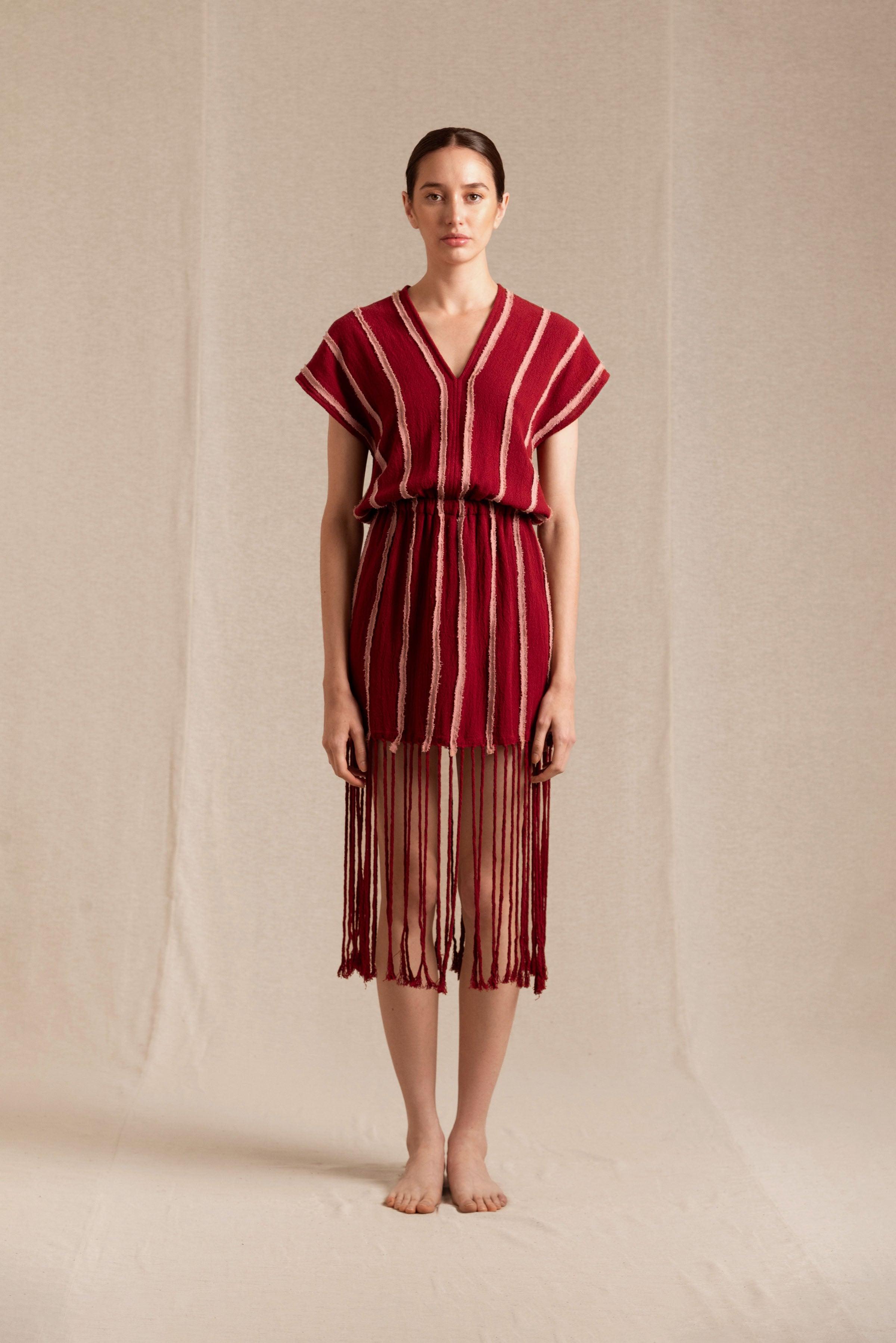 Tikui Dress Artisanal Cotton - Cherry / Desert Rose
